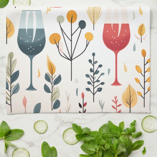 Cute tasses à vin serviette de cuisine (Plié)