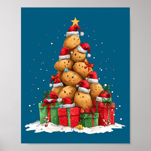 Cute Tato Le Christmas Tree Xmas Hat Long Sleeve  Poster (Voorkant)