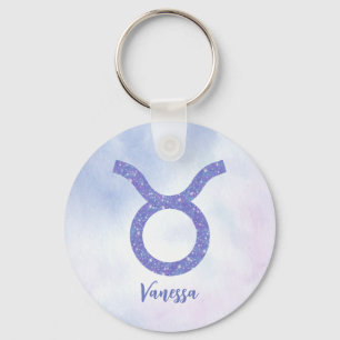Cute Taurus Astrology Sign Speciaal Paars Sleutelhanger