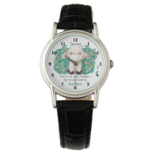 Cute Taurus Bull Waterverf Zodiac Personalized Horloge