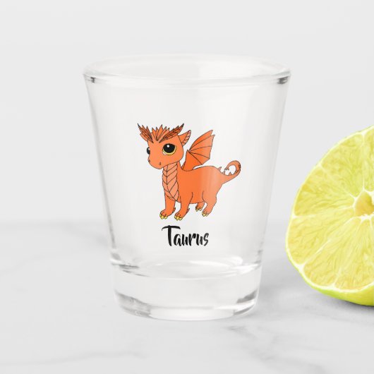 Cute Taurus Dragon design zodiac shot glass Glas (Voorkant)