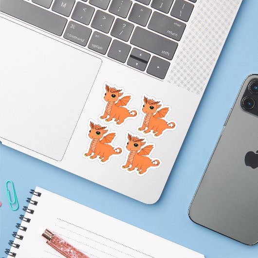 Cute Taurus Dragon design zodiac stickers (Ordinateur portable avec iPhone)