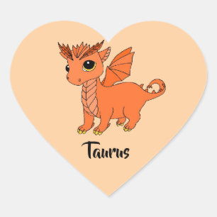 Cute Taurus Dragon design zodiasticker Hart Sticker