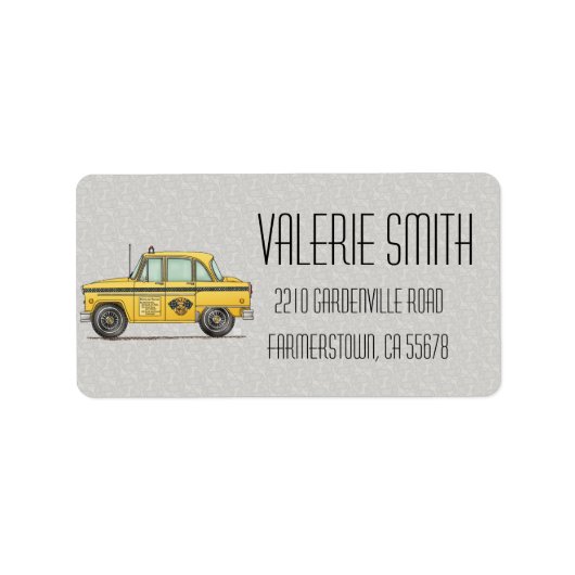 Cute Taxi Cab Etiket (Voorkant)