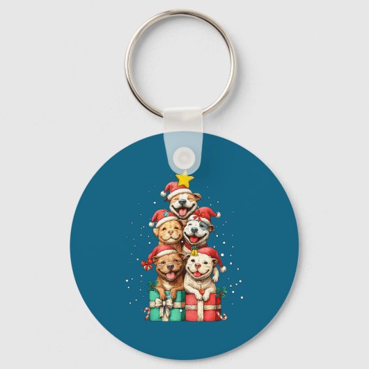 Cute Tbull Le Ttie Christmas Tree Xmas Hat  Sleutelhanger (Voorkant)