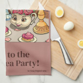 Cute Tea Cup Party Serviettes de cuisine (Quart Plié)