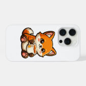 Cute Tea Fox Illustration – Cozy Fox Drinking Tea iPhone Hoesje (Achterkant horizontaal)
