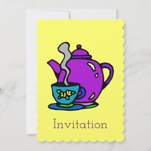 Cute Tea Pot and Cup Kaart (Voorkant)