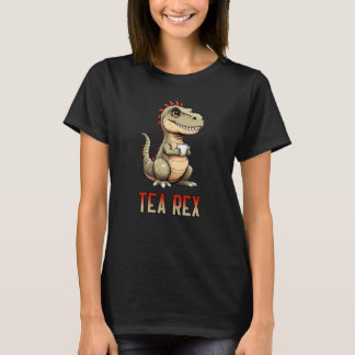 Cute Tea Rex Dinosaur Drinking Tea T-shirt