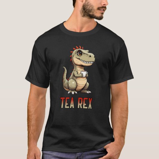 Cute Tea Rex Dinosaur Drinking Tea T-shirt (Voorkant)