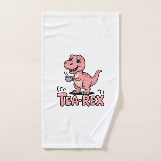 Cute Tea-Rex Pink Dinosaur – Sip Happens! Handdoek (Handdoek)