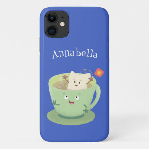Cute teabag cup cartoon humor iPhone 11 hoesje