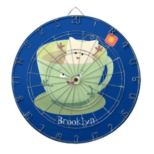 Cute teabag cup cartoon humor dartbord