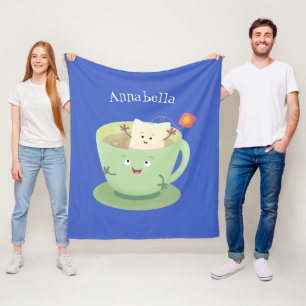 Cute teabag cup cartoon humor fleece deken