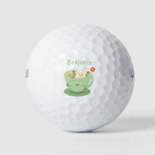 Cute teabag cup cartoon humor golfballen