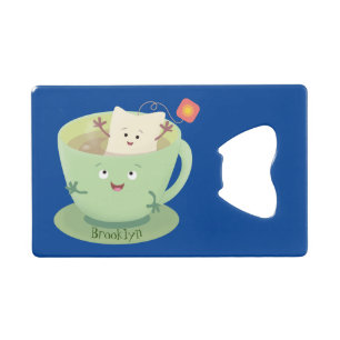 Cute teabag cup cartoon humor kredietkaart flessenopener