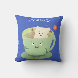 Cute teabag cup cartoon humor kussen