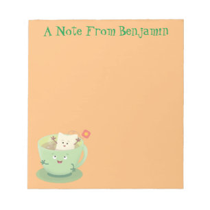 Cute teabag cup cartoon humor notitieblok