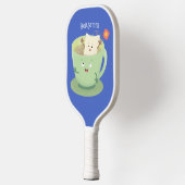 Cute teabag cup cartoon humor pickleball paddle (Links)