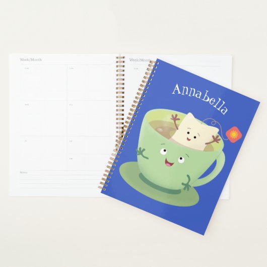 Cute teabag cup cartoon humor planner (Display)