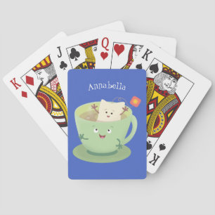 Cute teabag cup cartoon humor pokerkaarten