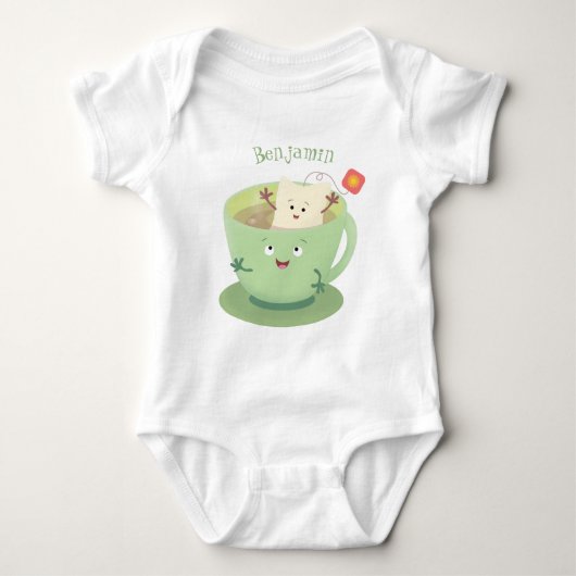Cute teabag cup cartoon humor romper (Voorkant)