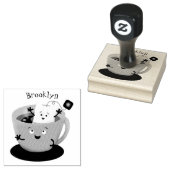 Cute teabag cup cartoon humor 	rubberstempel (Gestempeld)