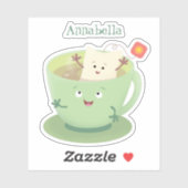 Cute teabag cup cartoon humor sticker (Vel)