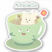 Cute teabag cup cartoon humor sticker (Voorkant)