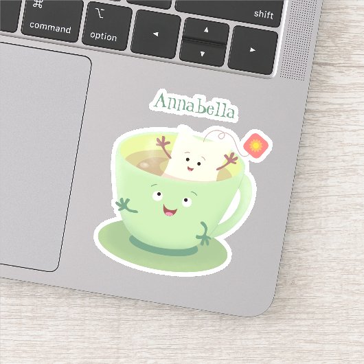Cute teabag cup cartoon humor sticker (Detail)