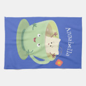 Cute teabag cup cartoon humor theedoek (Horizontaal)