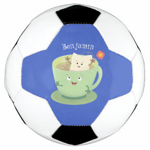 Cute teabag cup cartoon humor voetbal
