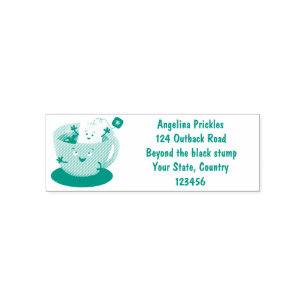 Cute teabag cup cartoon humor zelfinktende stempel