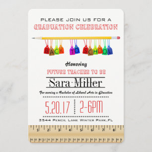Cute Teacher Afstuderen Invitation Kaart