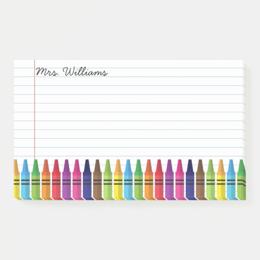 Cute Teacher Elementary School Crayons Aangepaste  Post-it® Notes (Voorkant)