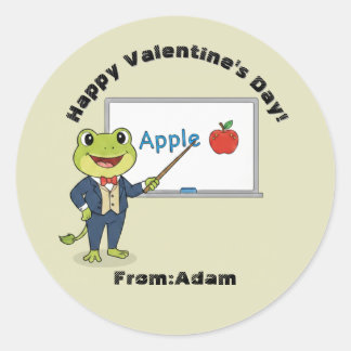 Cute teacher frog Valentine Ronde Sticker