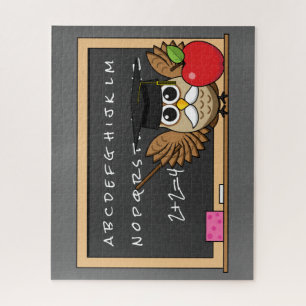 Cute Teacher Owl met Apple Cartoon Legpuzzel
