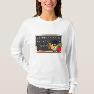Cute Teacher Owl met Apple Cartoon T-shirt