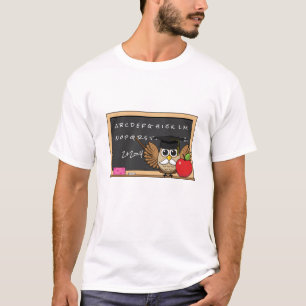 Cute Teacher Owl met Apple Cartoon T-shirt