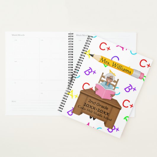 Cute Teacher/Pencil Custom Teacher Planner (Display)