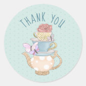 Cute Teacup Bedankt Ronde Sticker (Voorkant)