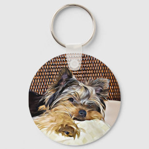 Cute Teacup Yorkie Yorkshire Terrier Digital Sleutelhanger