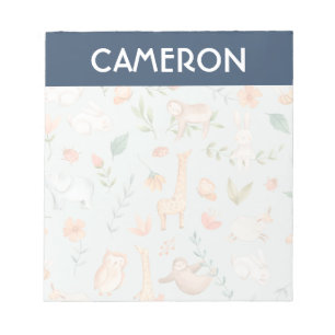 Cute Teal Baby Animal Pastel Pattern Notitieblok
