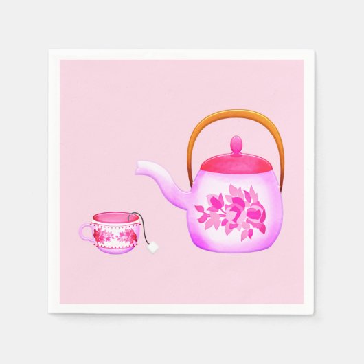 Cute teapot tea party servet (Voorkant)