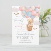 Cute Teddy Balloon Baby Shower Invitation (Debout devant)