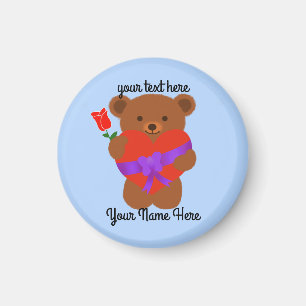 Cute Teddy Bear #1 Round Magnet Magneet