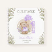 Cute Teddy Bear 1er Anniversaire Purple Livre d'In (Devant)