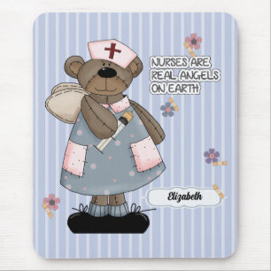 Cute Teddy Bear Angel Custom Muismat for Nurse