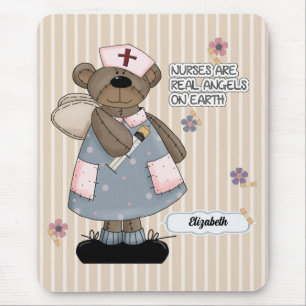 Cute Teddy Bear Angel Gift Muismat voor verpleegku