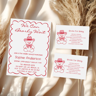 Cute Teddy Bear Baby Shower Books for Baby Informatiekaartje